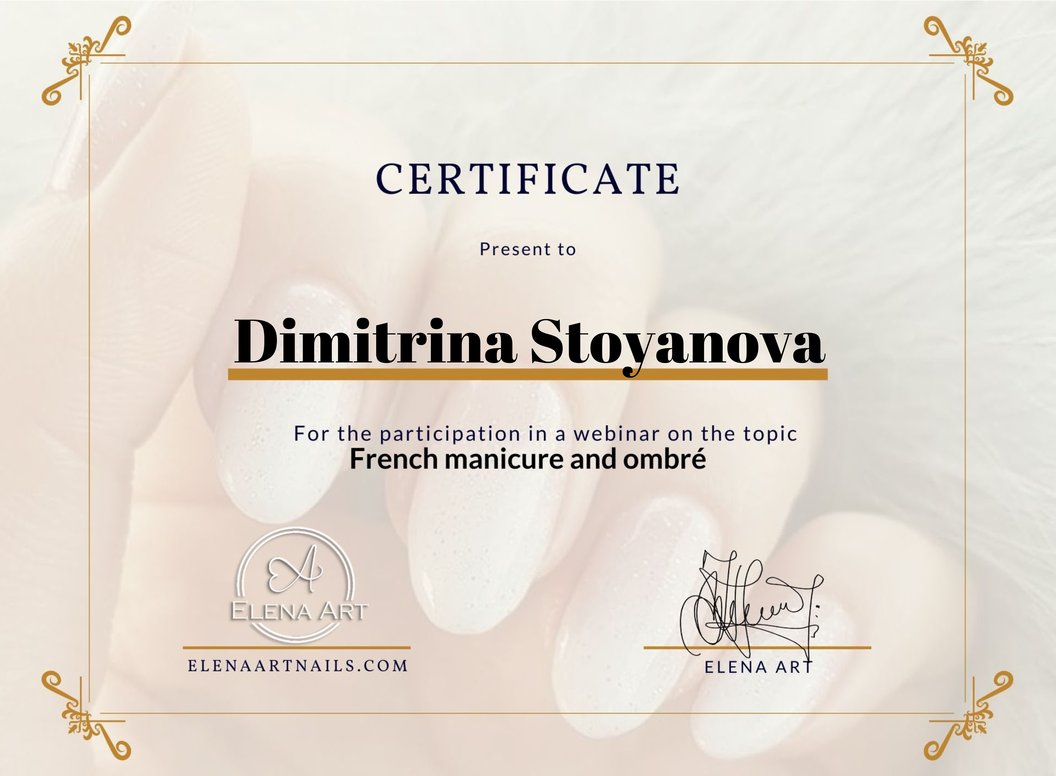 Certificate French manicure and ombre