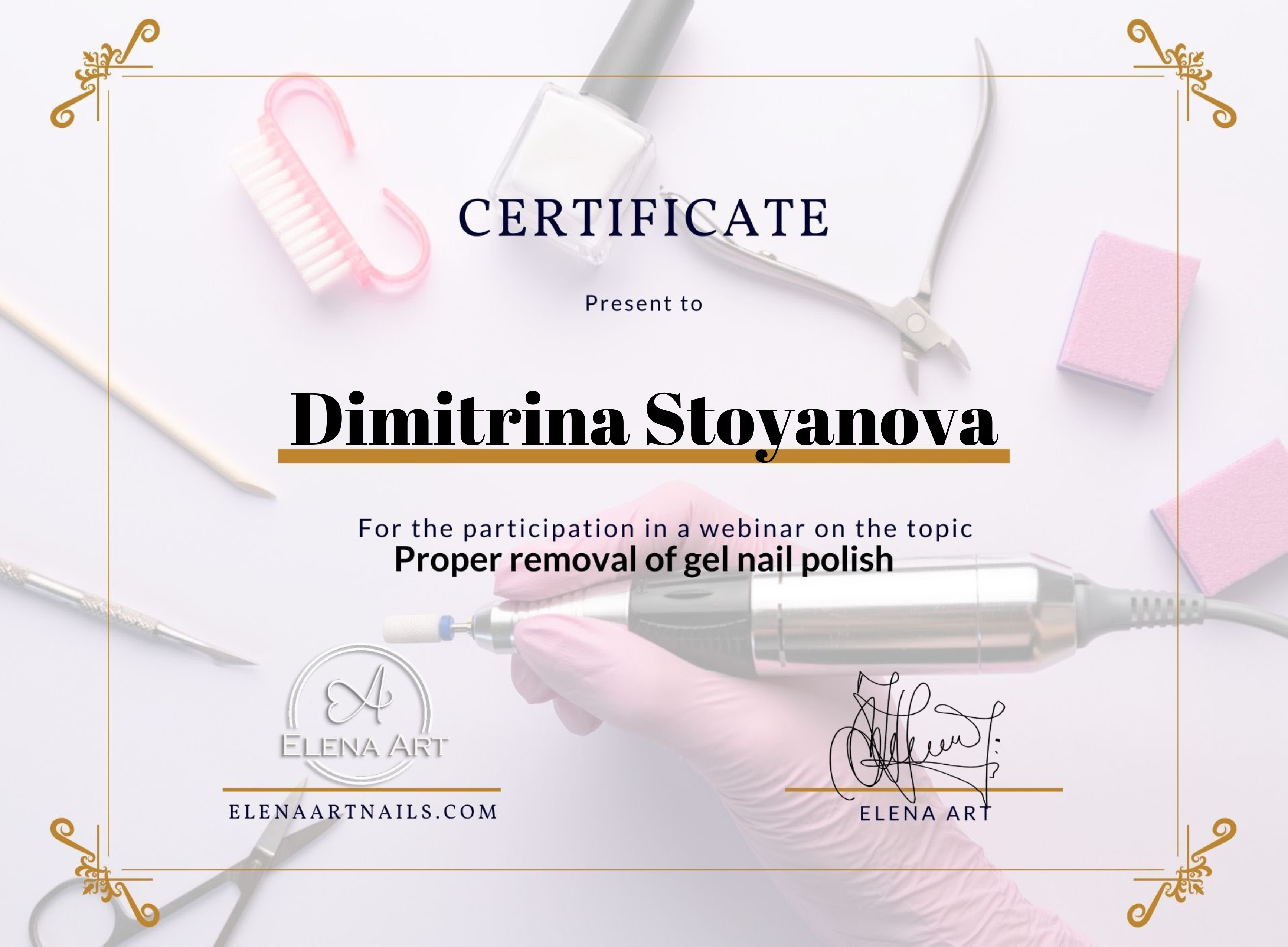 Certificate Proper removal of gel nail polish