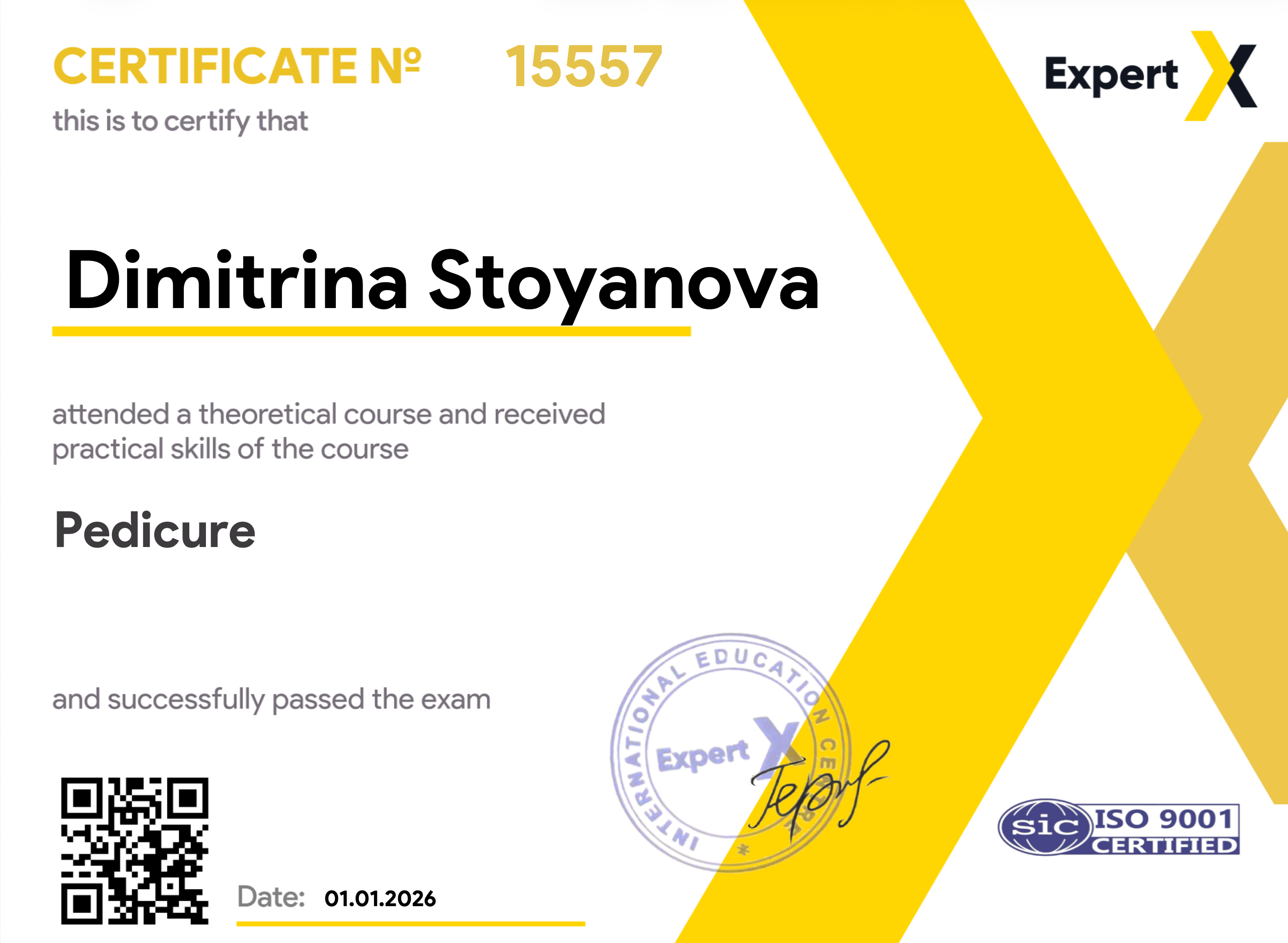 Certificate Pedicure