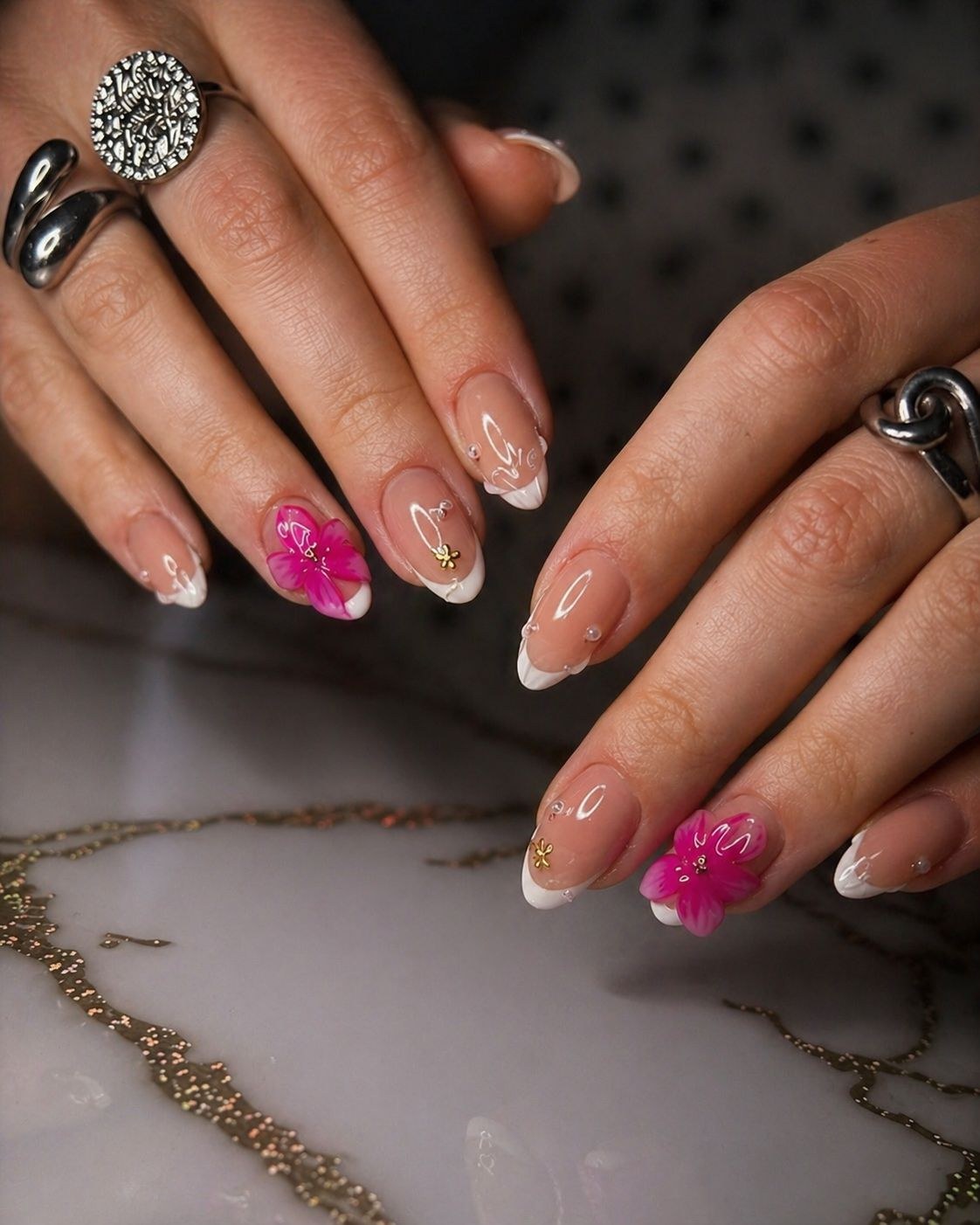 French floral nail art
